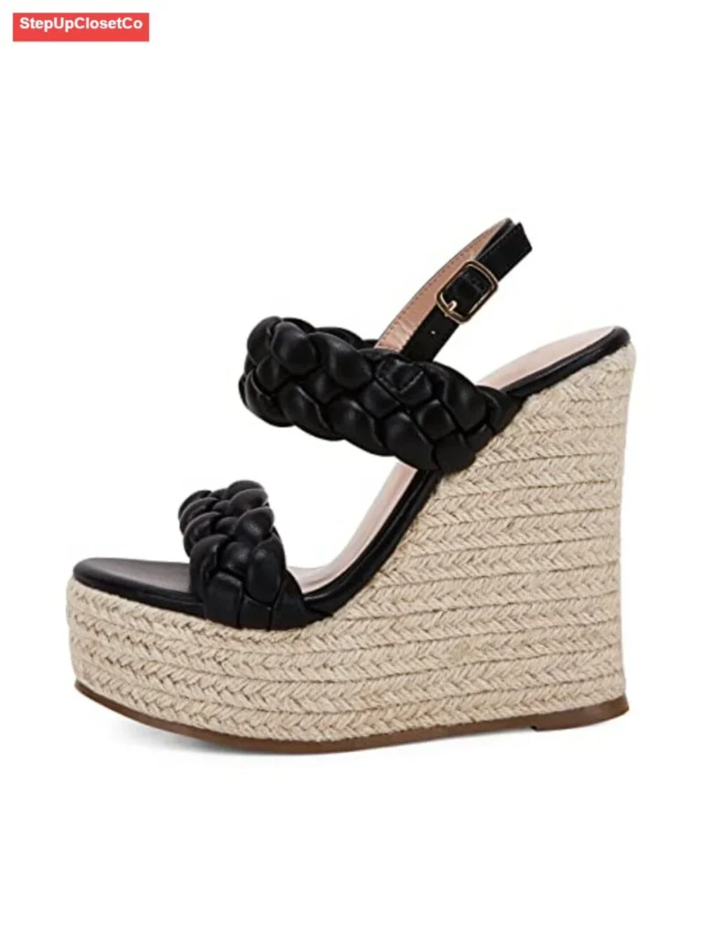Women's Espadrille Platform Wedge Sandals Open Toe Ankle Strap Buckle Summer